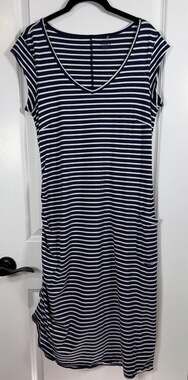 Toad&Co Samba Muse Ruched Striped Pocket Dress